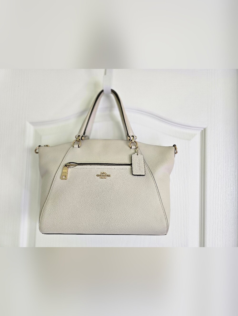 EUC Coach Prairie Satchel In Polished Pebble Leather - Chalk White, Style 58874 - Picture 3 of 16
